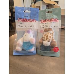 Set Of 2 WubbaNub Unicorn, Giraffe New Infant Pacifier 0-6mos